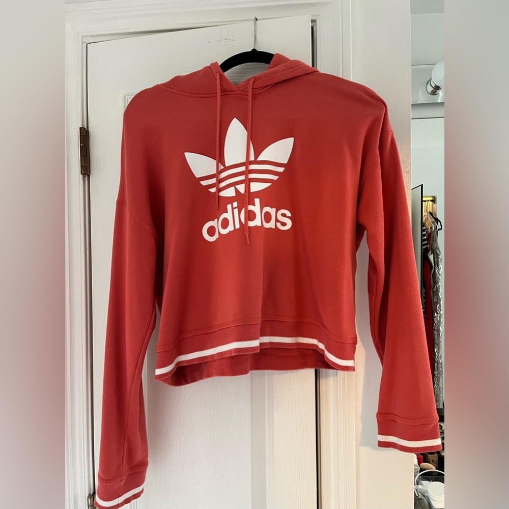 adidas orange cropped hoodie